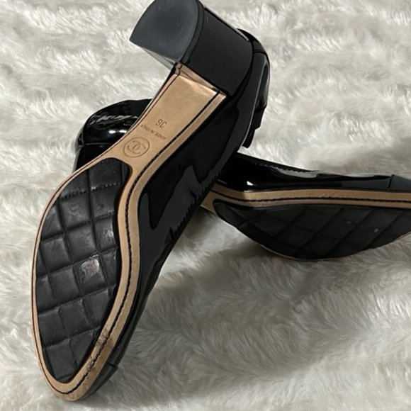 CHANEL Black Patent Leather CC Scrunch Block Heel Pumps EU Size 36, US Size 6 - Picture 13 of 15